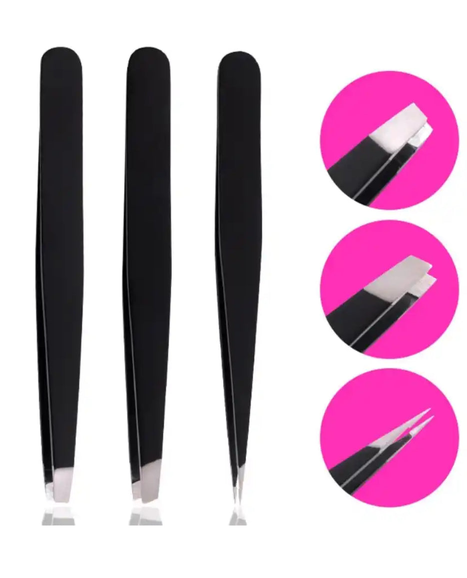 Edelstahl Präzisions Pinzetten Augenbrauenzupfer - Schwarz