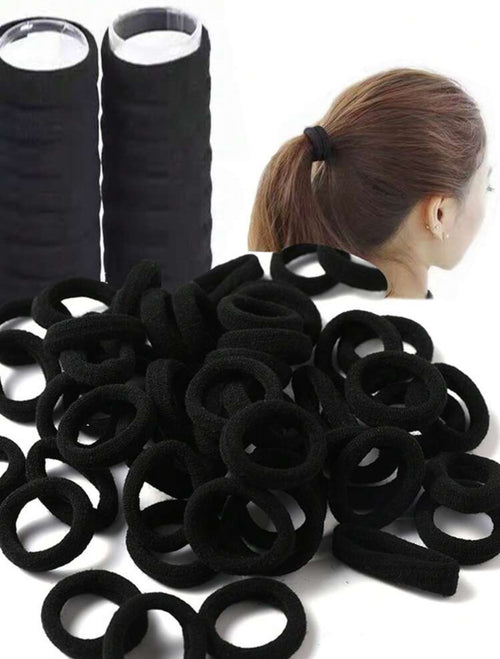 50/100/200 Stück/Set schwarze Haargummis