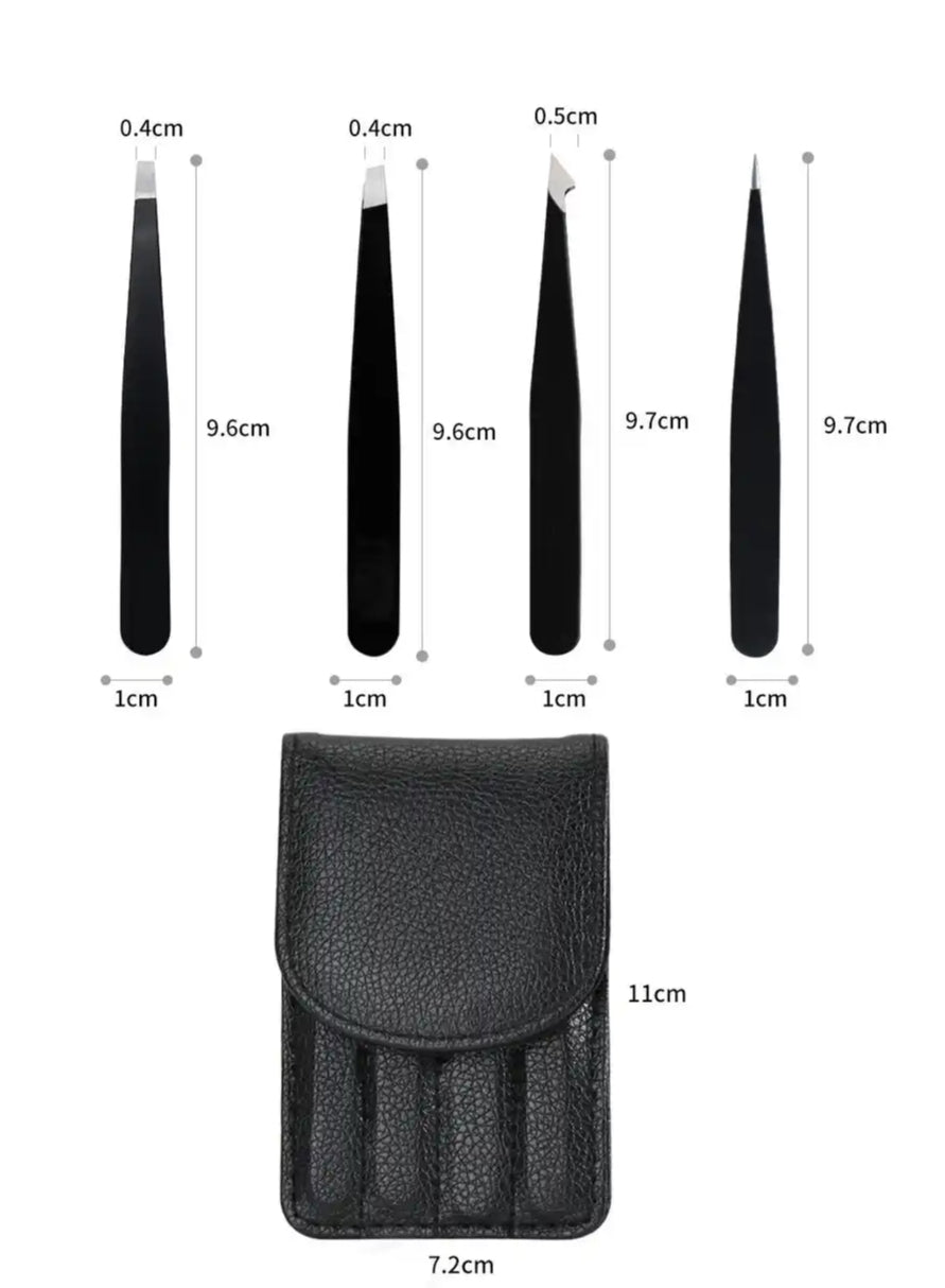 Edelstahl Präzisions Pinzetten Augenbrauenzupfer - Schwarz