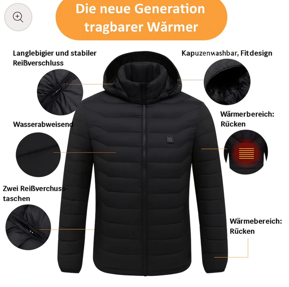 Beheizbare Pufferjacke mit 3 Heizzonen
