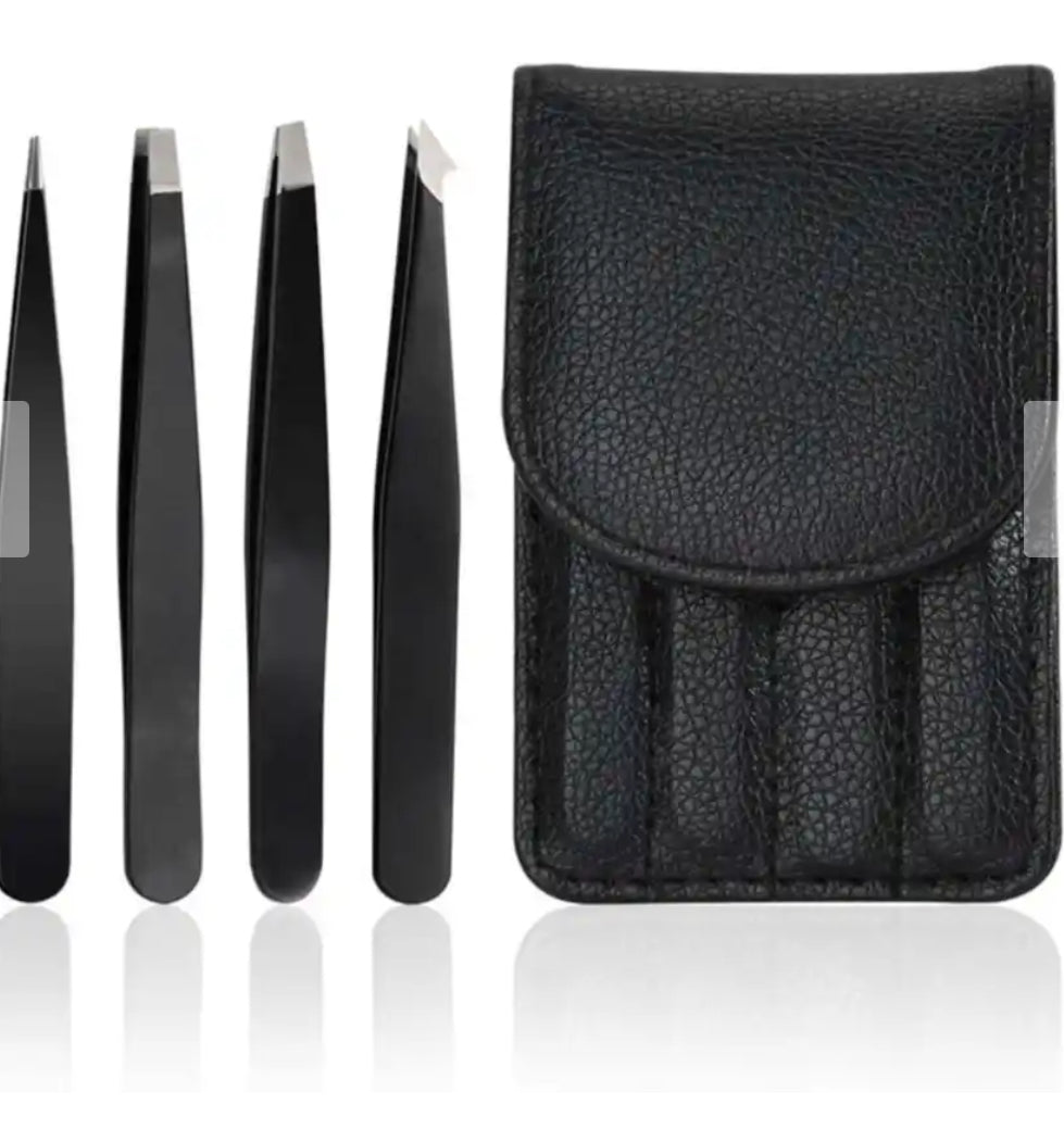 Edelstahl Präzisions Pinzetten Augenbrauenzupfer - Schwarz